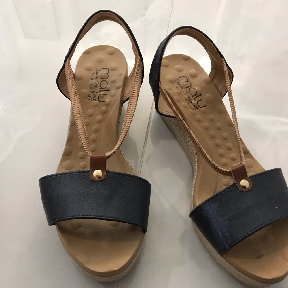 Malu Black and Tan Women's Wedge Sandals